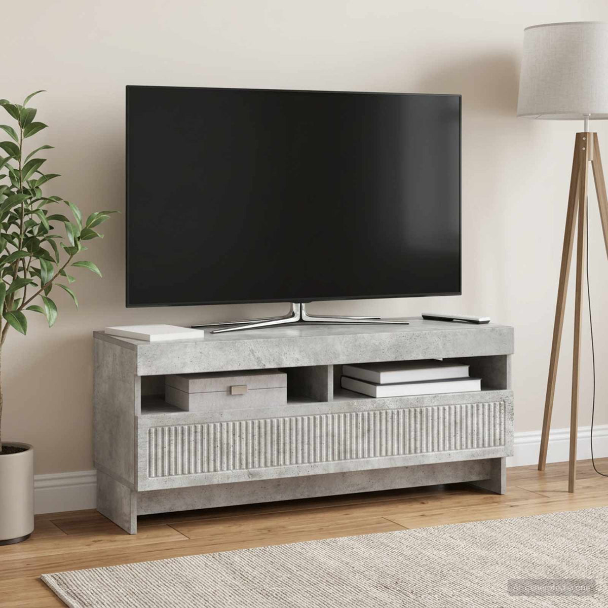 LED TV-skab Betongrå Konstrueret træ