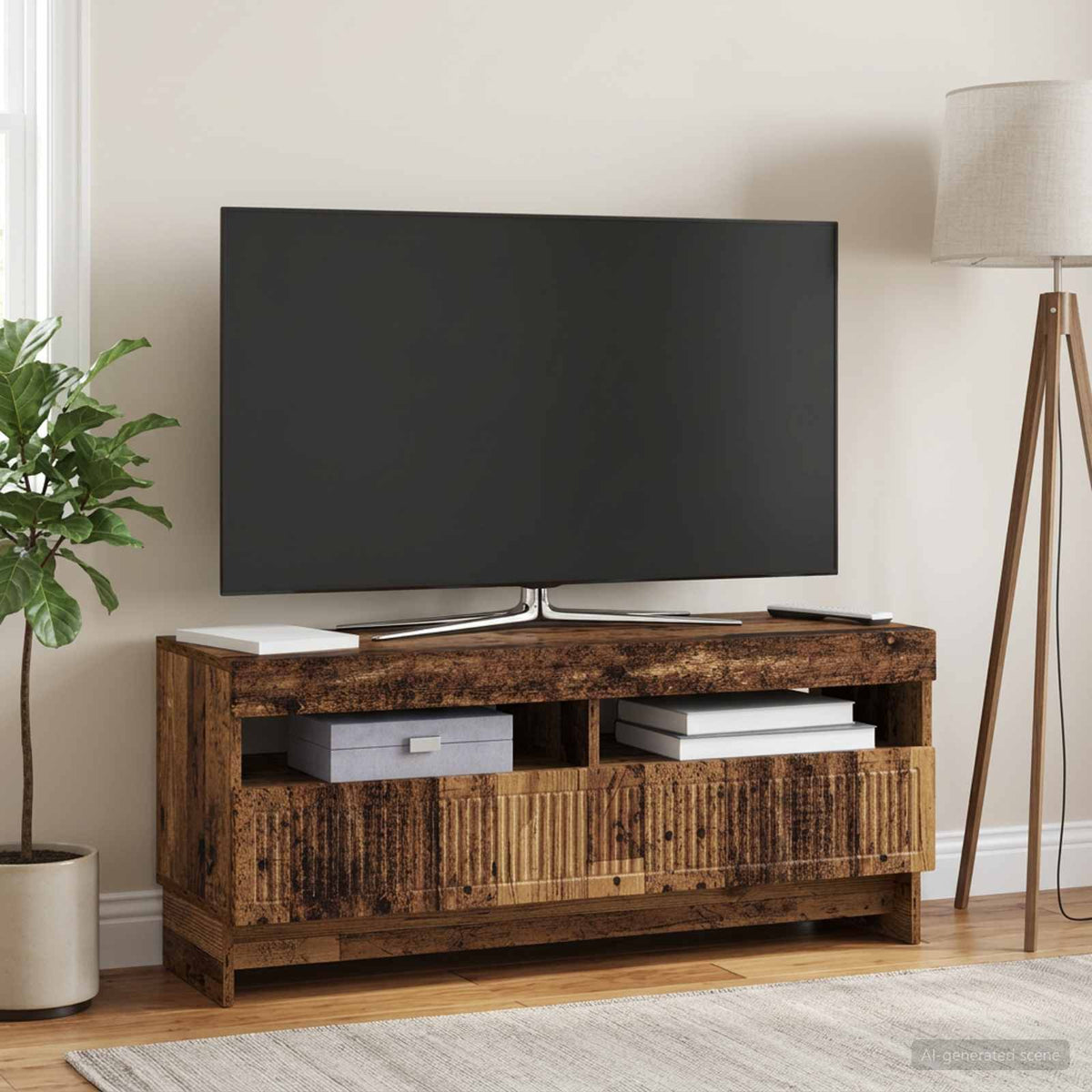 LED TV-skab Gammelt træ Konstrueret træ