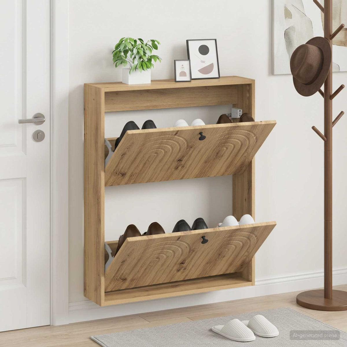Vægmonteret Skoskab ALKMAAR 71 x 17 x 86 cm Konstrueret træ
