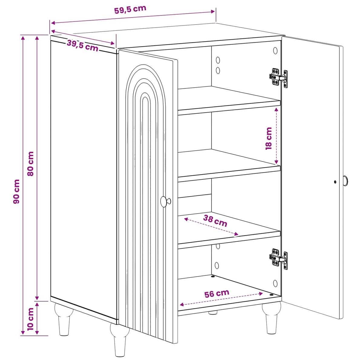 Sko skab ALKMAAR 59,5 x 39,5 x 90 cm Konstrueret træ Sonoma-eg