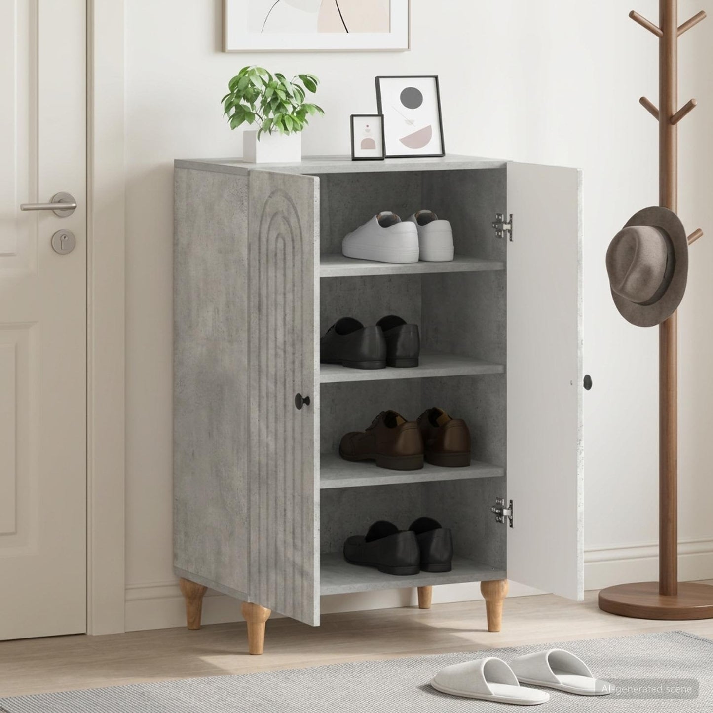 Sko skab ALKMAAR 59,5 x 39,5 x 90 cm Konstrueret træ Betongrå