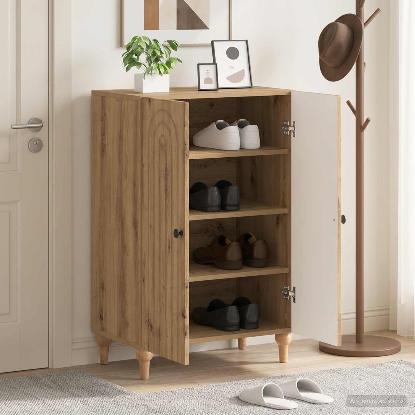 Sko skab ALKMAAR 59,5 x 39,5 x 90 cm Konstrueret træ Artisan-eg