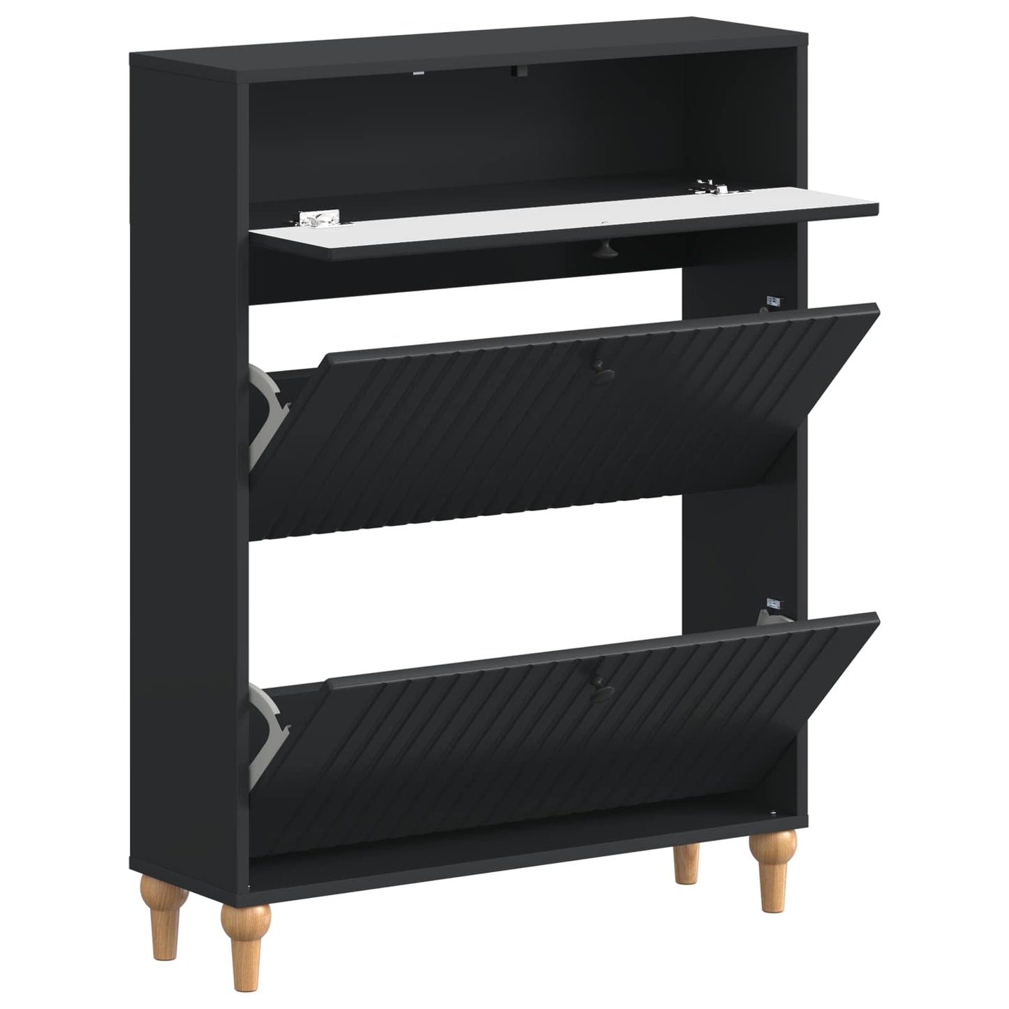 Sko skab ALKMAAR 78 x 24 x 103 cm Konstrueret træ Sort