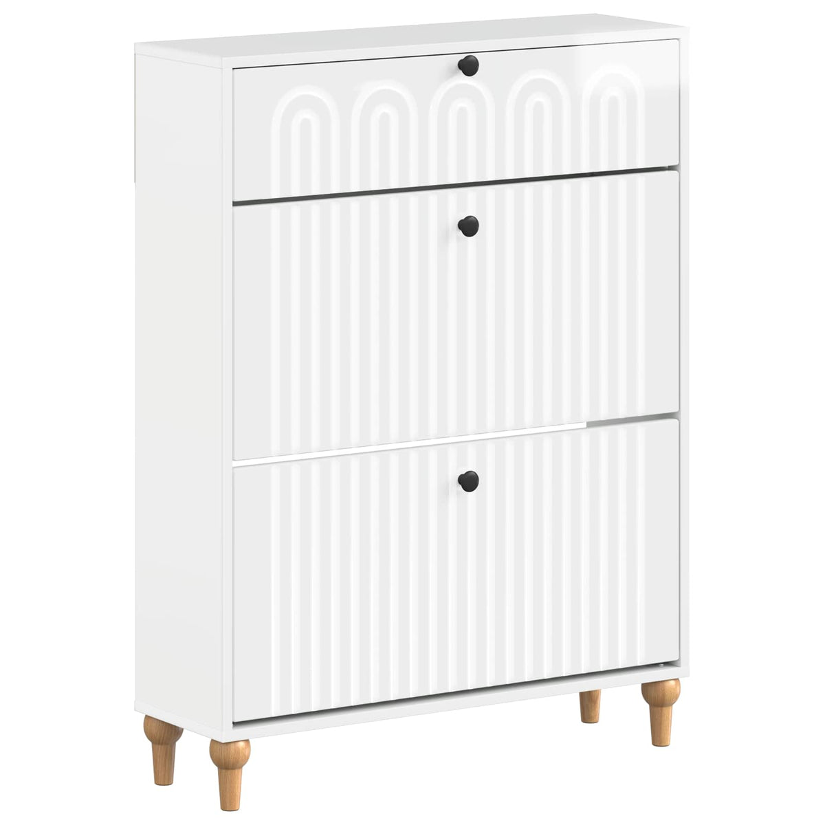 Sko skab ALKMAAR 78 x 24 x 103 cm Konstrueret træ Hvid højglans