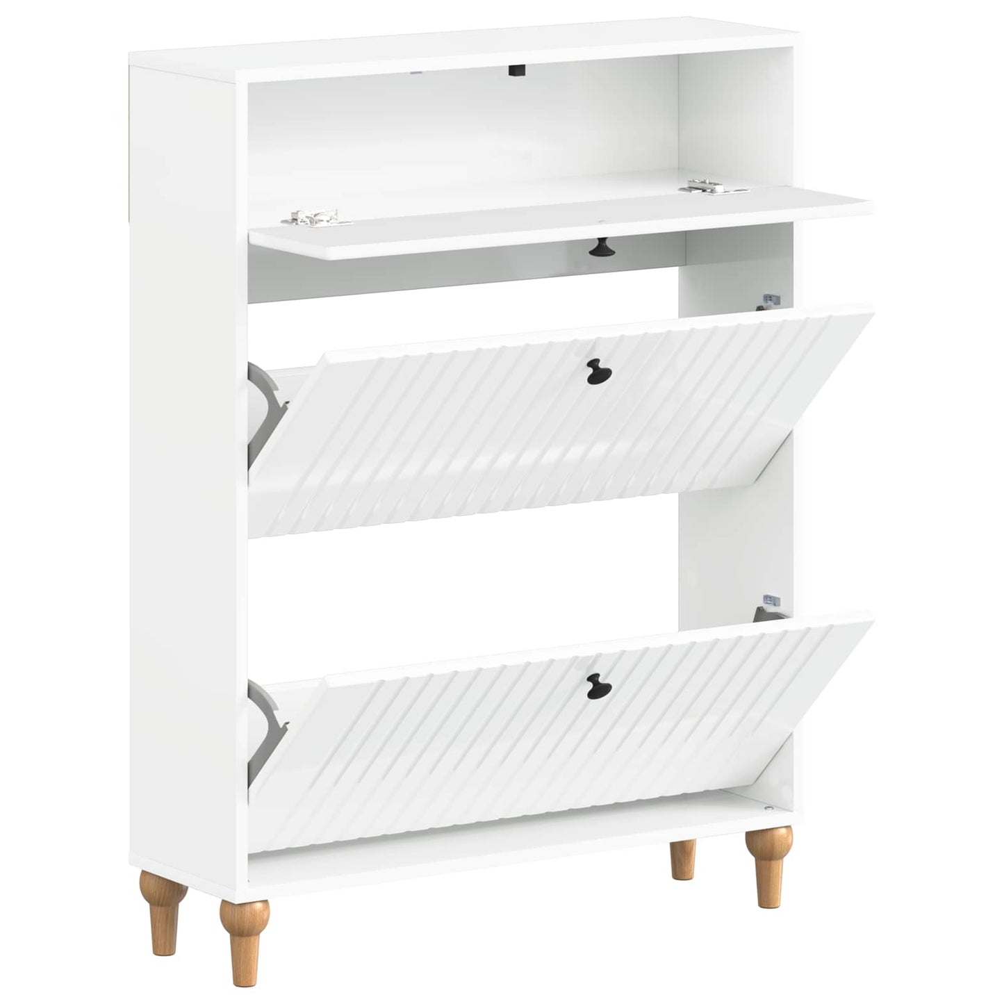 Sko skab ALKMAAR 78 x 24 x 103 cm Konstrueret træ Hvid højglans