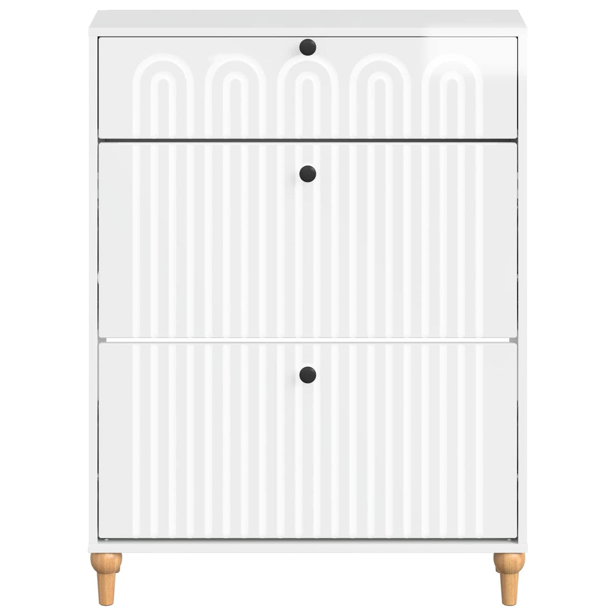 Sko skab ALKMAAR 78 x 24 x 103 cm Konstrueret træ Hvid højglans