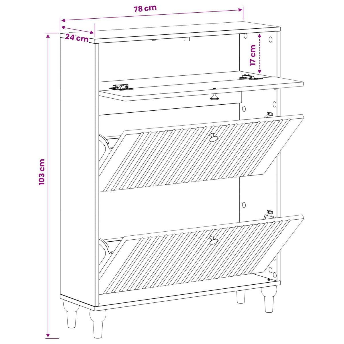 Sko skab ALKMAAR 78 x 24 x 103 cm Konstrueret træ Røget eg