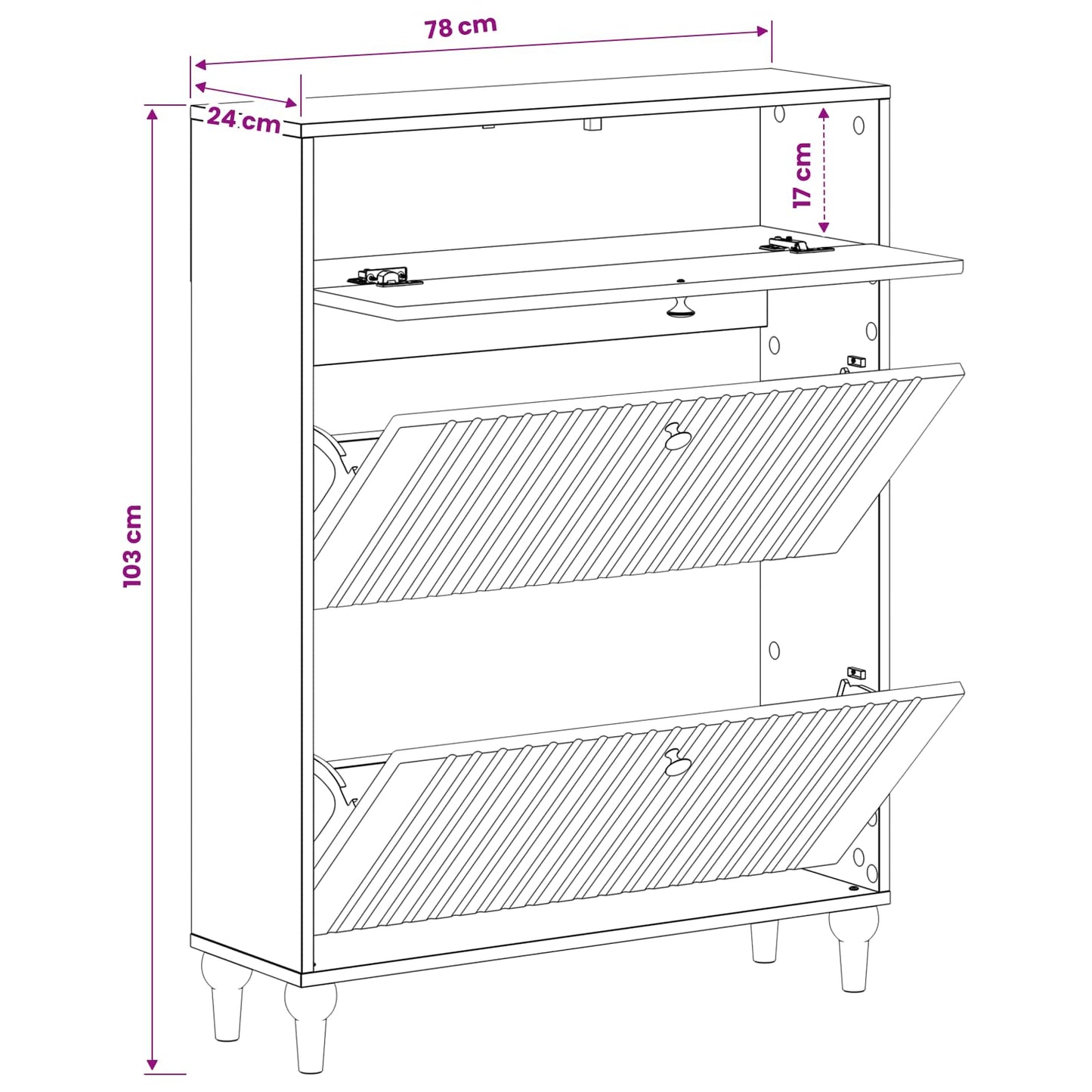 Sko skab ALKMAAR 78 x 24 x 103 cm Konstrueret træ Gammelt træ