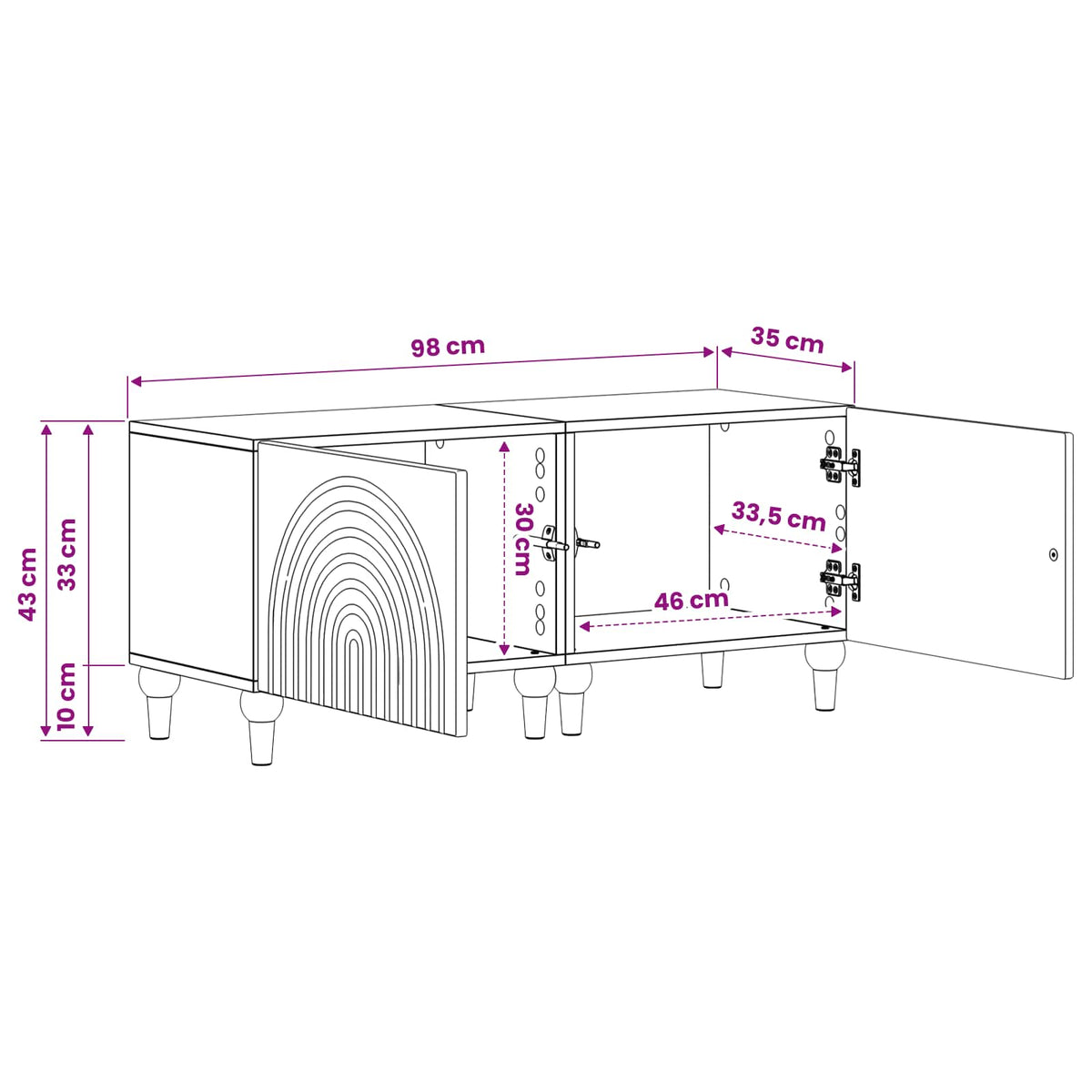 TV-skab Røget eg Konstrueret træ