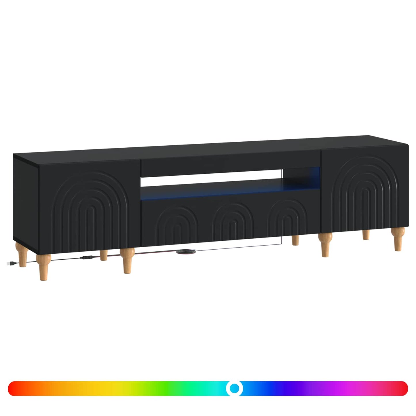 LED TV-skab Sort Konstrueret træ