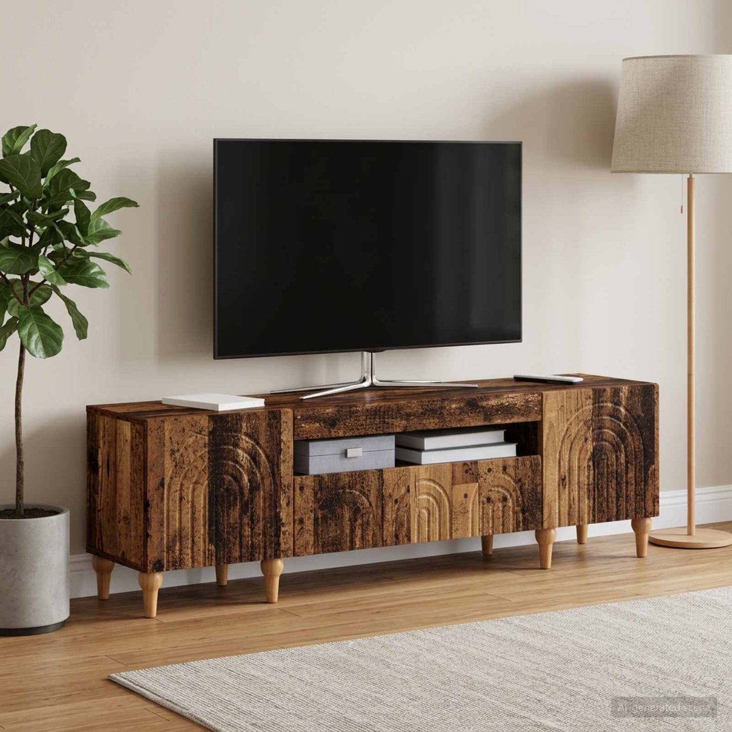 LED TV-skab Gammelt træ Konstrueret træ