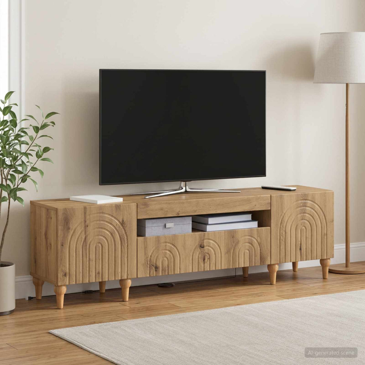 LED TV-skab ALKMAAR Artisan-eg Konstrueret træ
