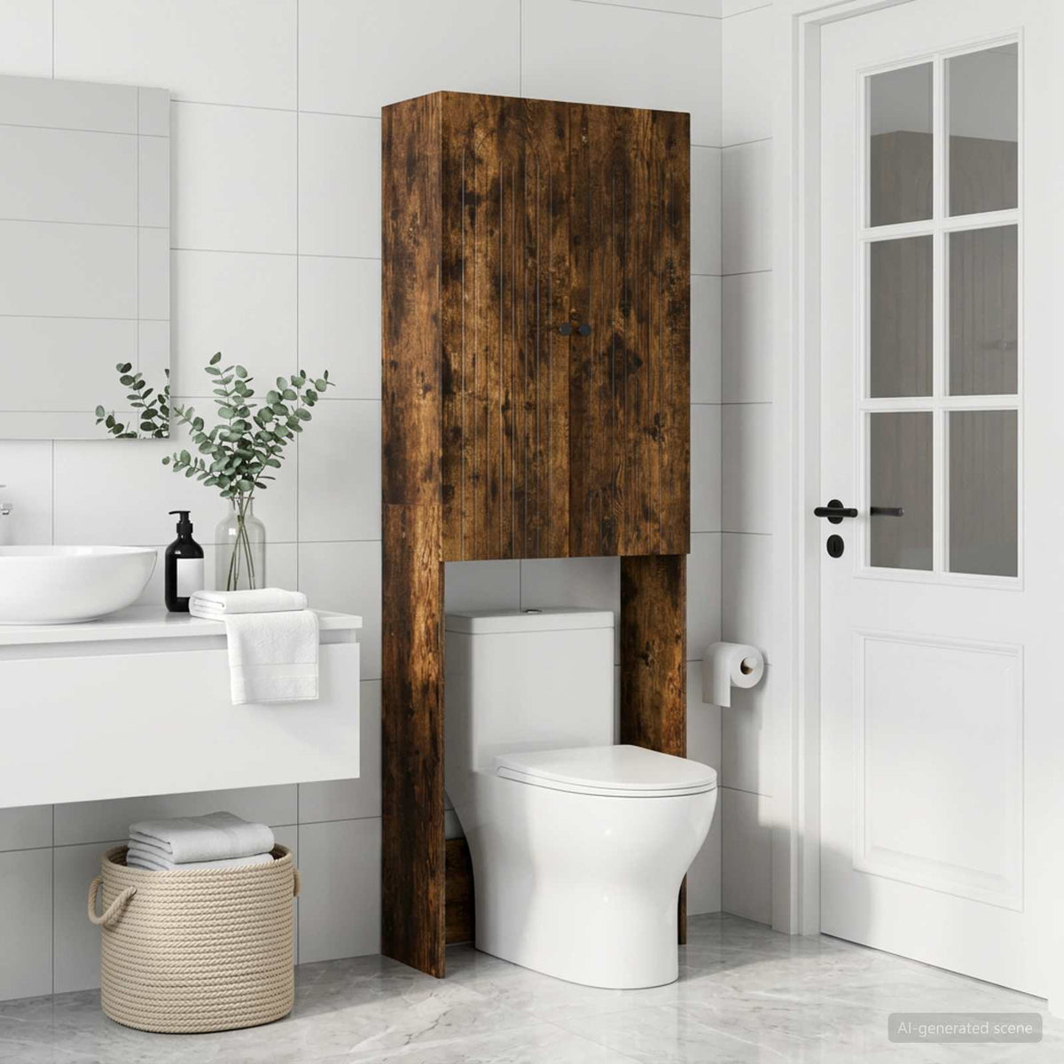 Toilet Skab ALKMAAR Røget eg 66 x 25,5 x 190 cm Konstrueret træ