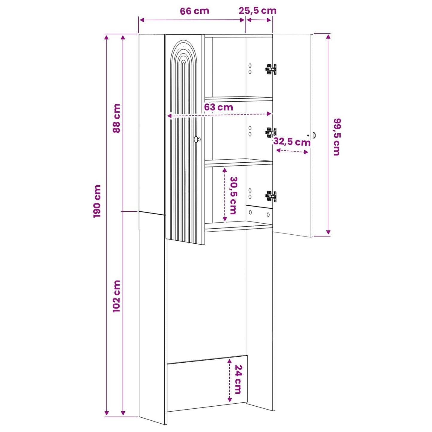 Toilet Skab ALKMAAR Røget eg 66 x 25,5 x 190 cm Konstrueret træ