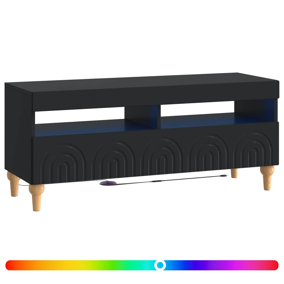LED TV-skab Sort Konstrueret træ
