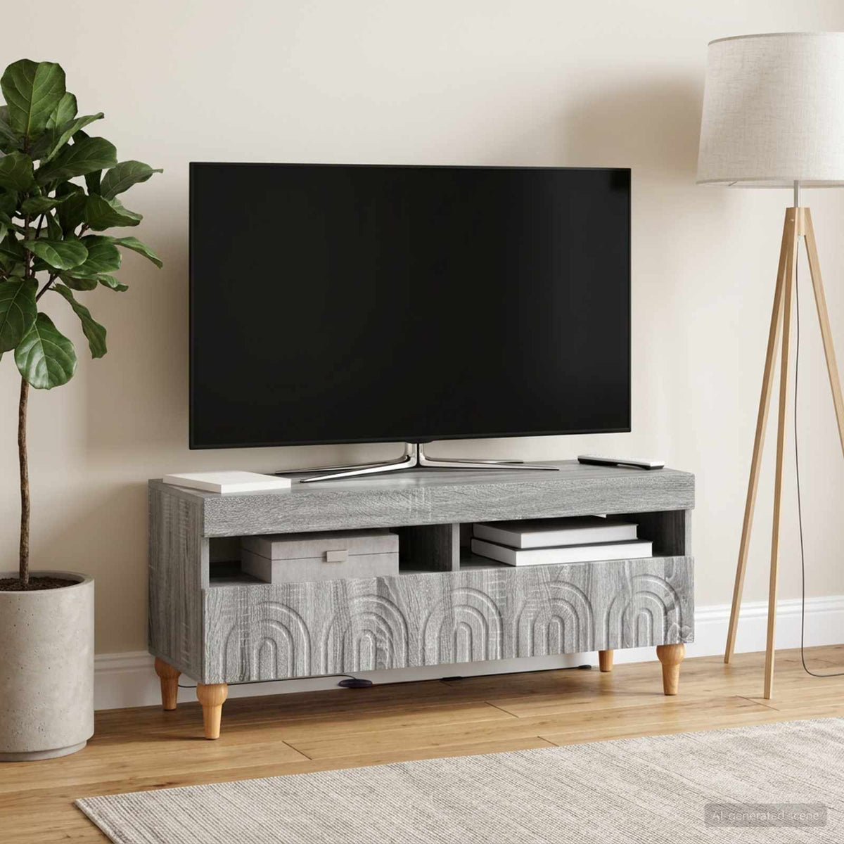 LED TV-skab Grå Sonoma Konstrueret træ
