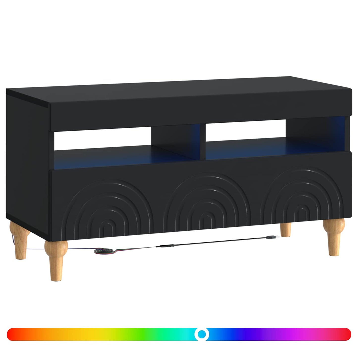 LED TV-skab Sort Konstrueret træ