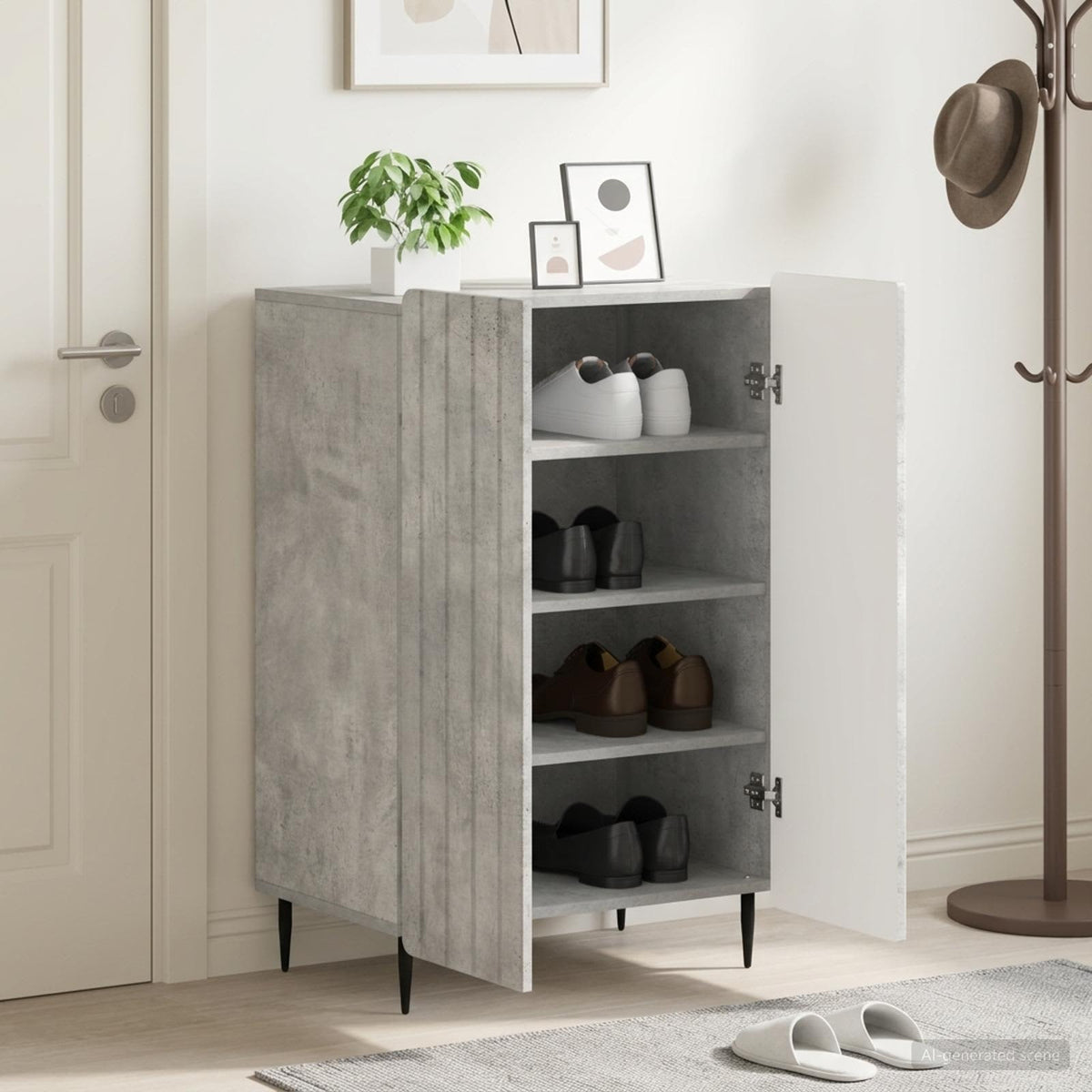 Sko skab ZWOLLE 59,5 x 39,5 x 91,5 cm Konstrueret træ Betongrå