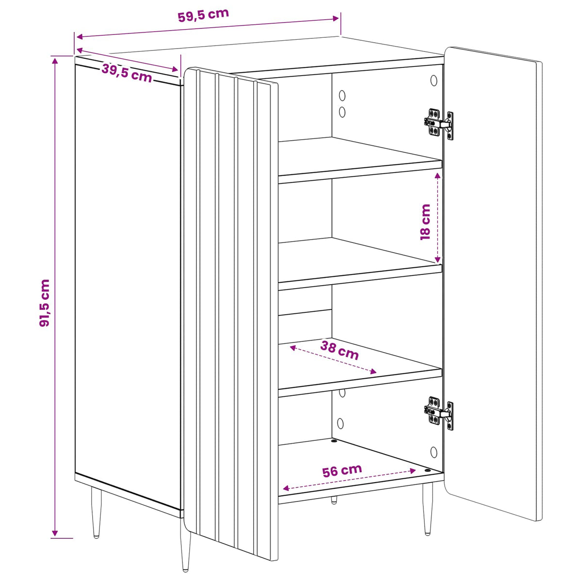 Sko skab ZWOLLE 59,5 x 39,5 x 91,5 cm Konstrueret træ