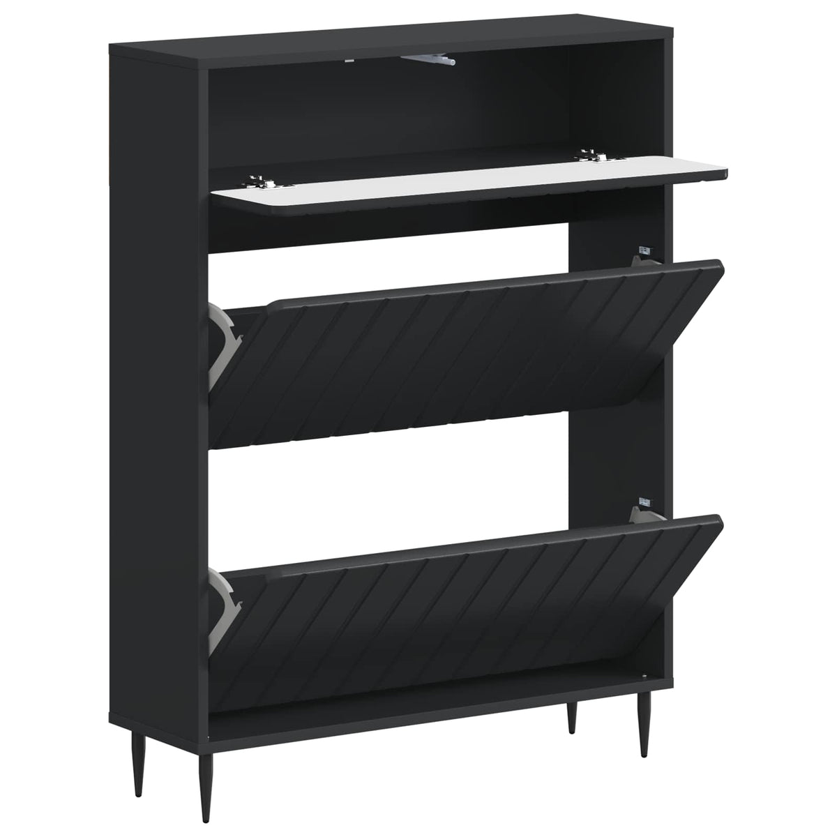 Sko skab ZWOLLE 78 x 24 x 103 cm Konstrueret træ Sort