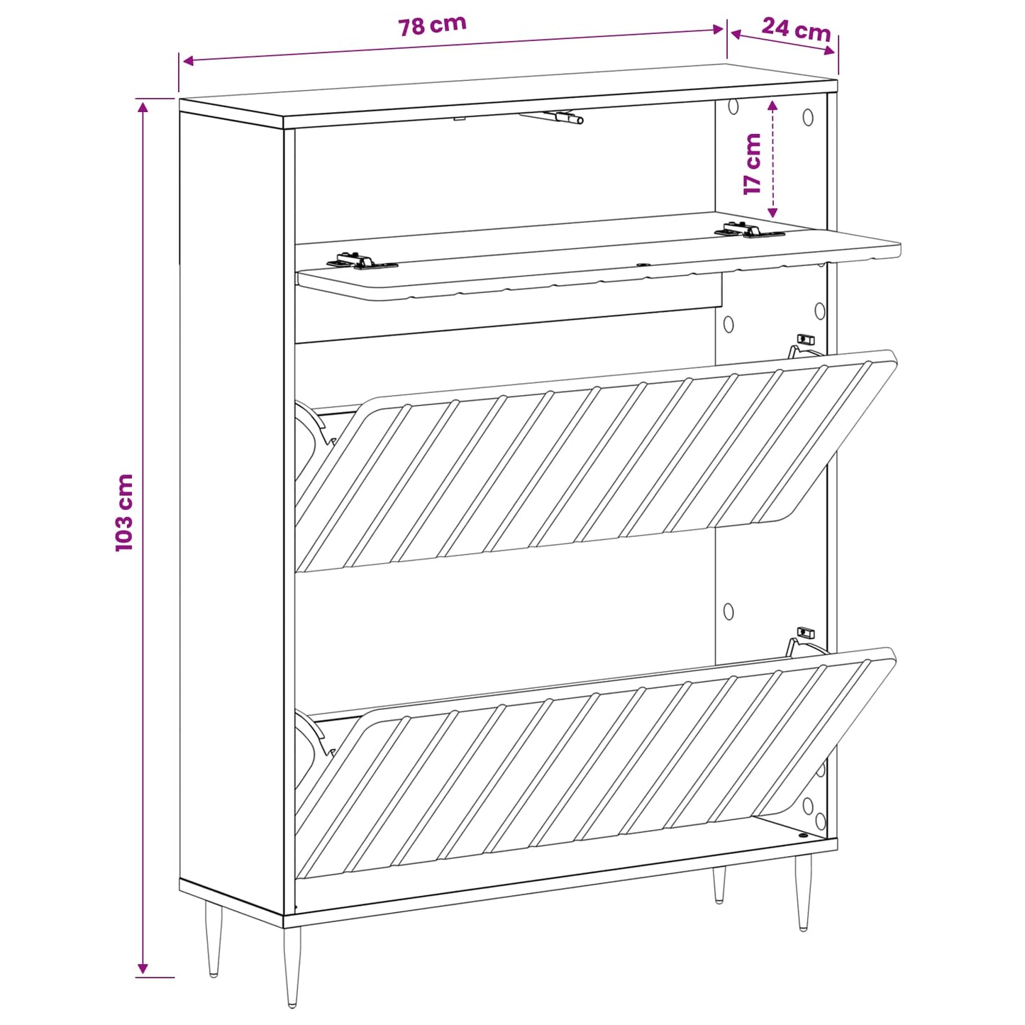 Sko skab ZWOLLE 78 x 24 x 103 cm Konstrueret træ Sort