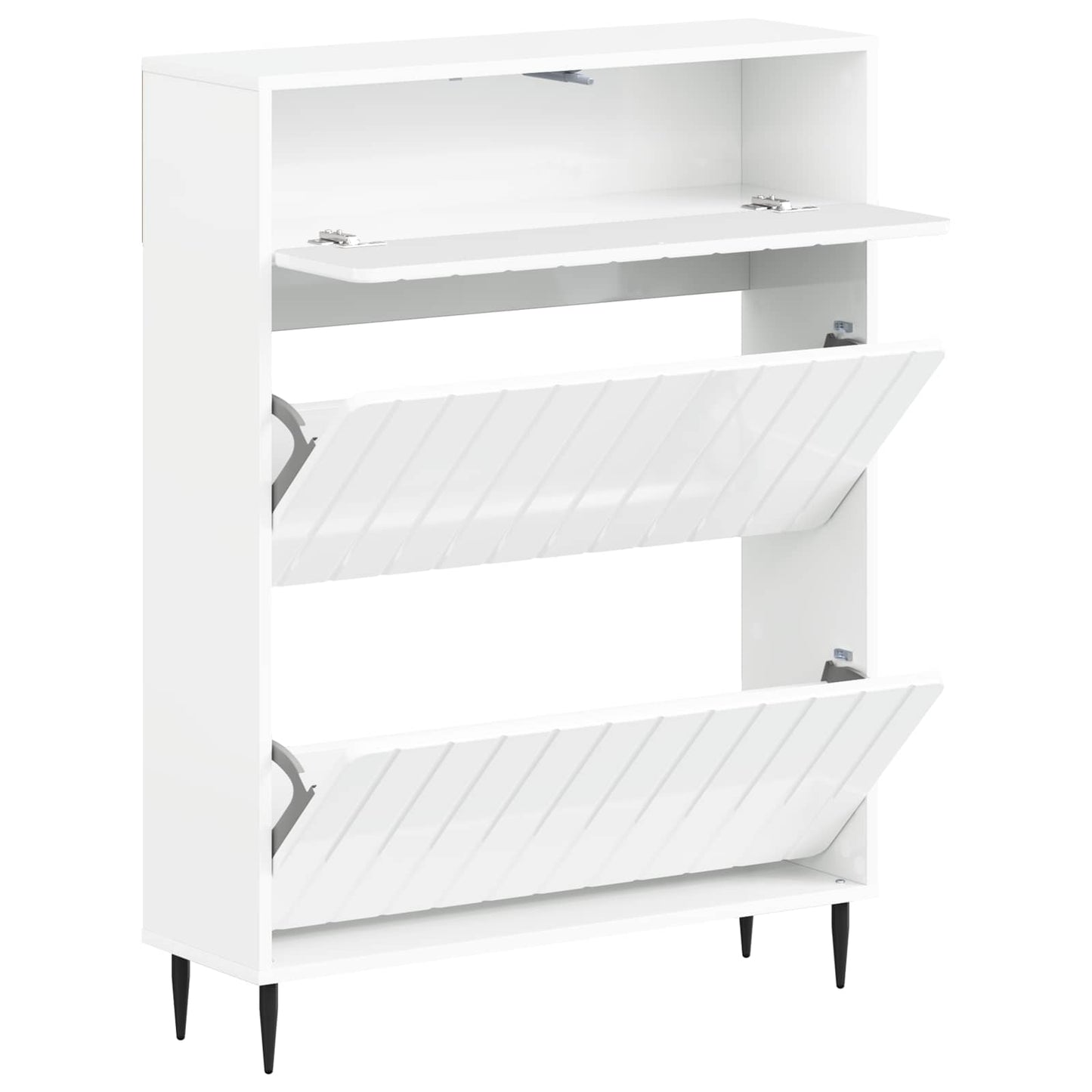 Sko skab ZWOLLE 78 x 24 x 103 cm Konstrueret træ Hvid højglans