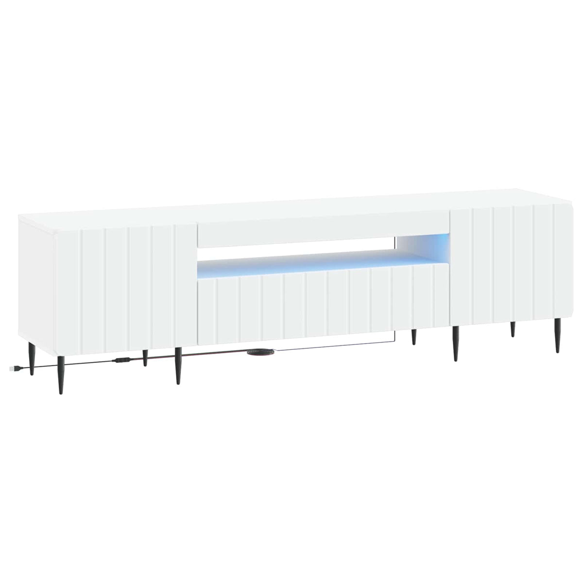 LED TV-skab Hvid Konstrueret træ