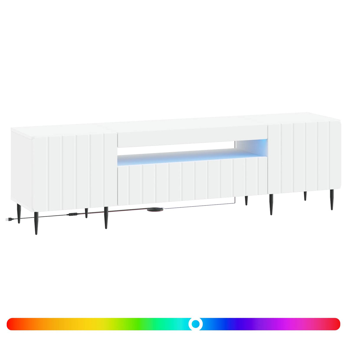 LED TV-skab Hvid Konstrueret træ
