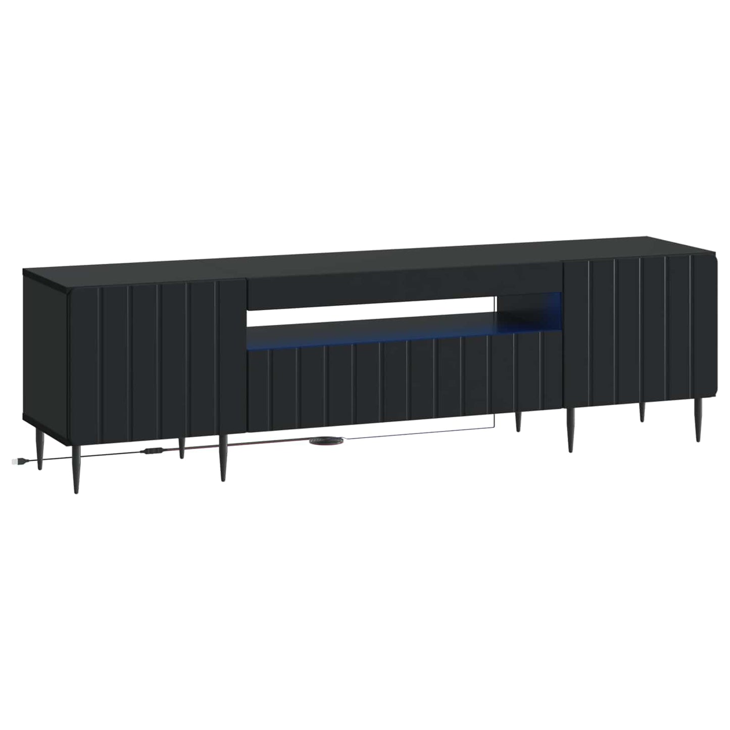 LED TV-skab Sort Konstrueret træ