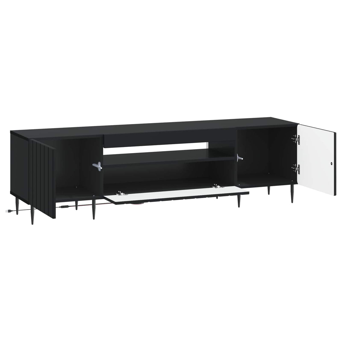 LED TV-skab Sort Konstrueret træ