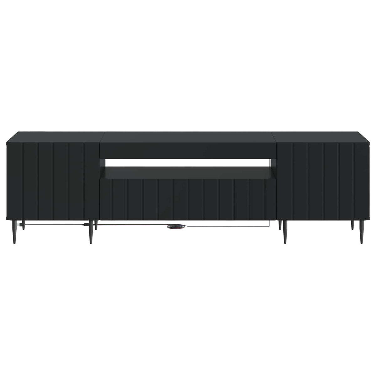 LED TV-skab Sort Konstrueret træ