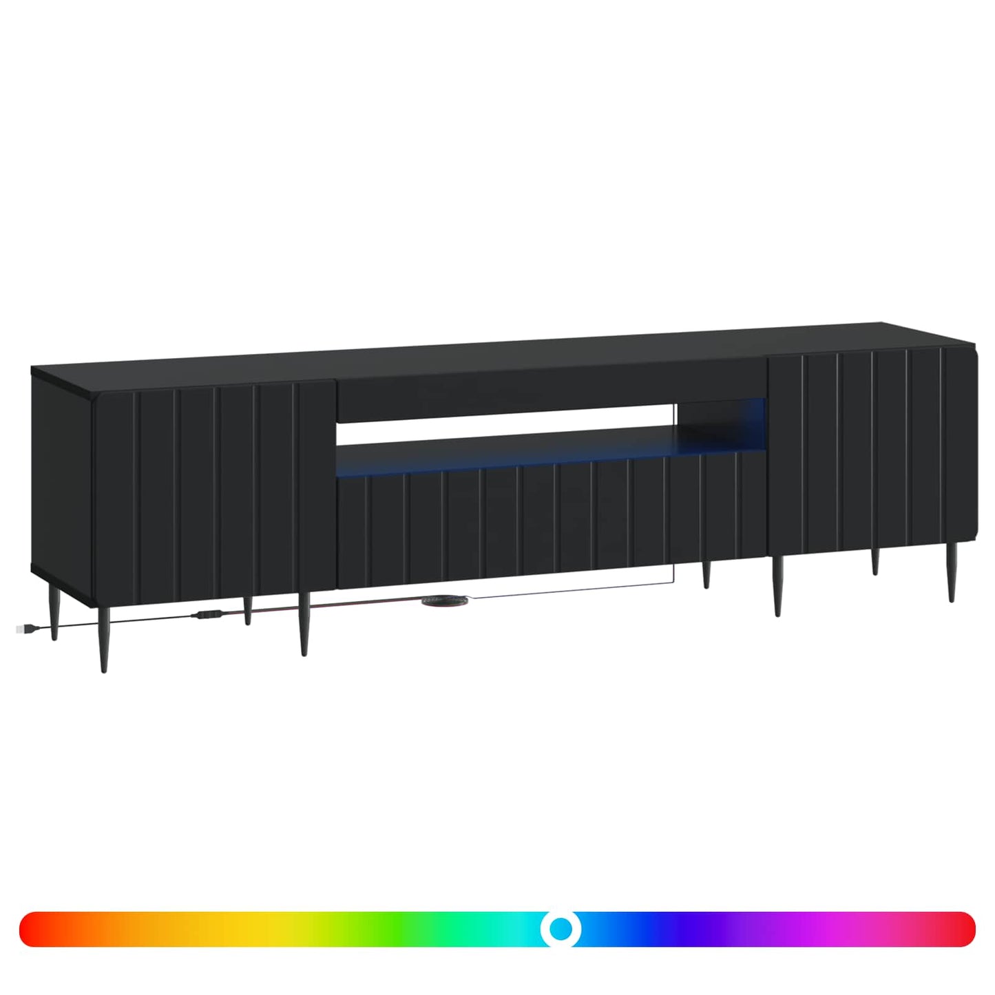 LED TV-skab Sort Konstrueret træ