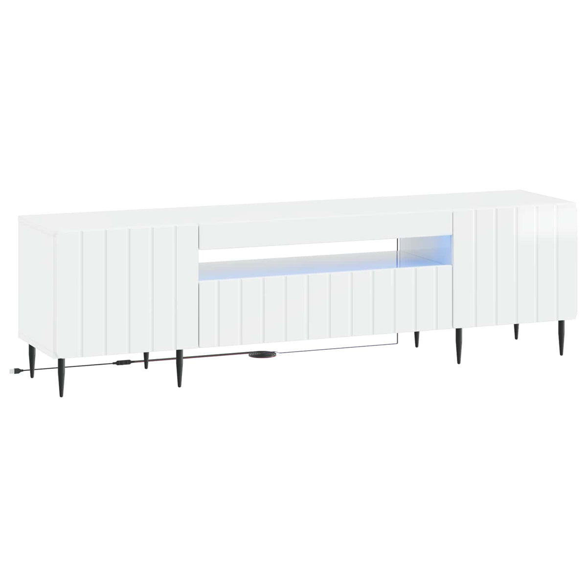 LED TV-skab Hvid højglans Konstrueret træ