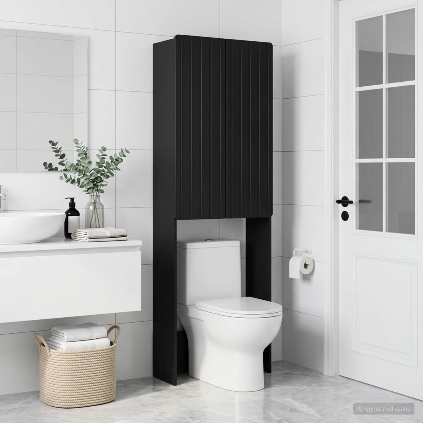 Toilet Skab ZWOLLE Sort 66 x 25,5 x 190 cm Konstrueret træ