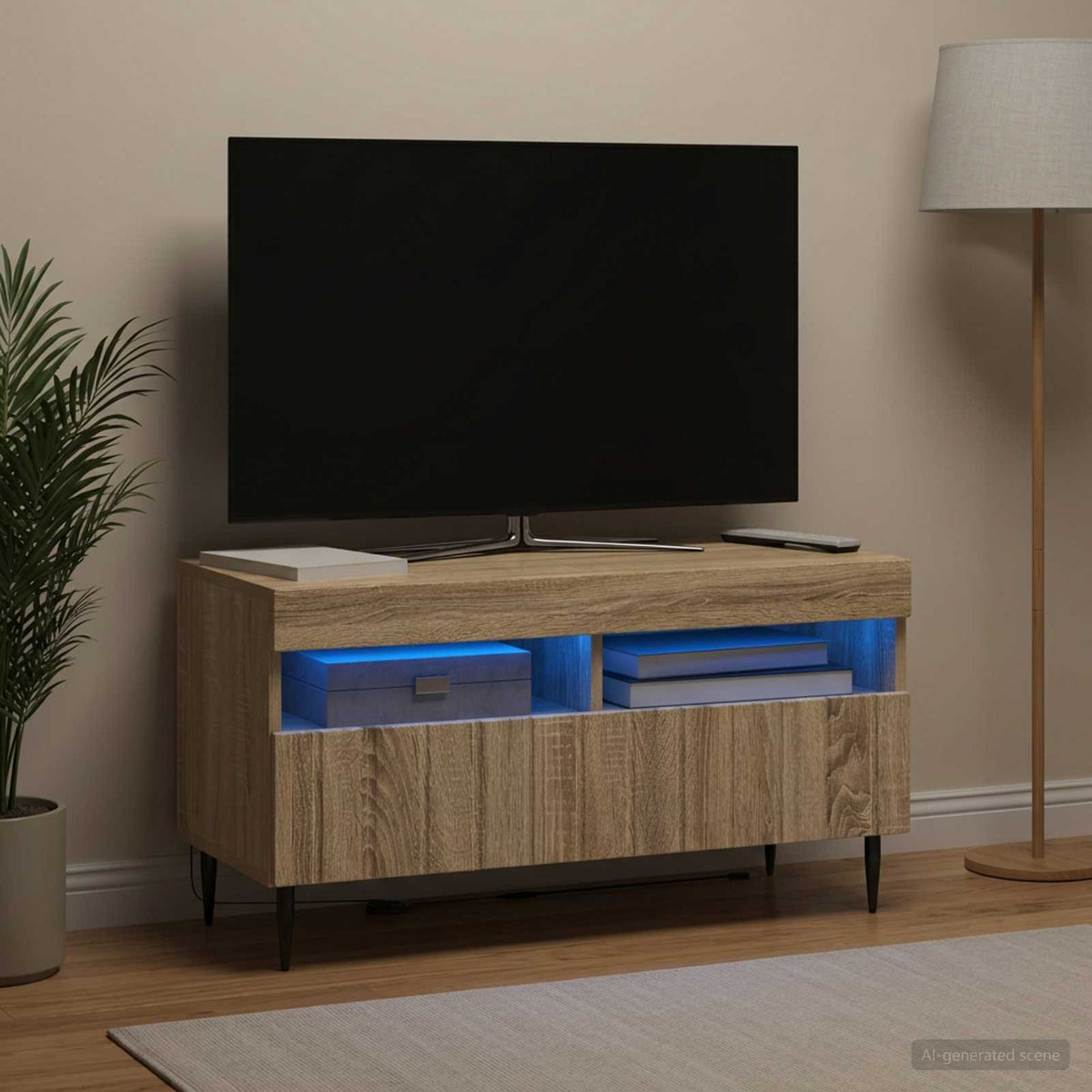 LED TV-skab ZWOLLE Sonoma-eg Konstrueret træ