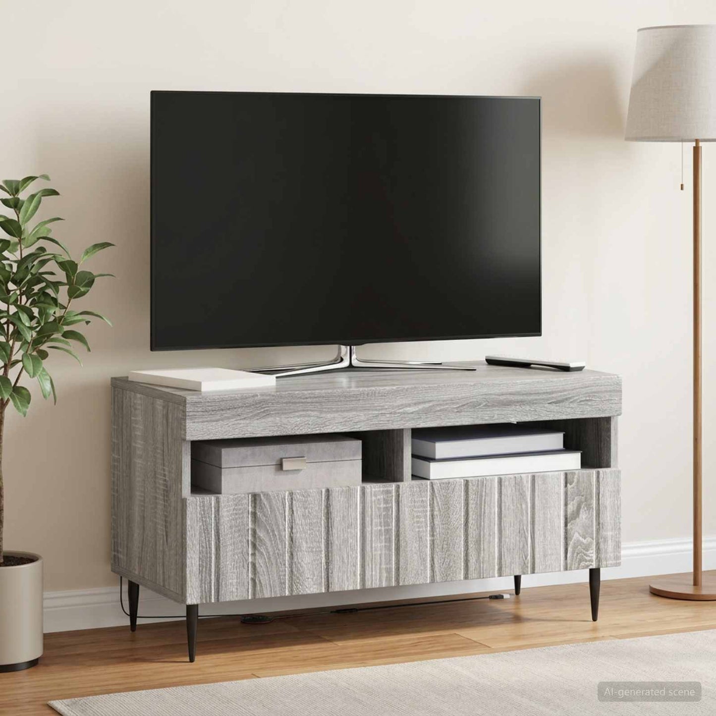 LED TV-skab Grå Sonoma Konstrueret træ