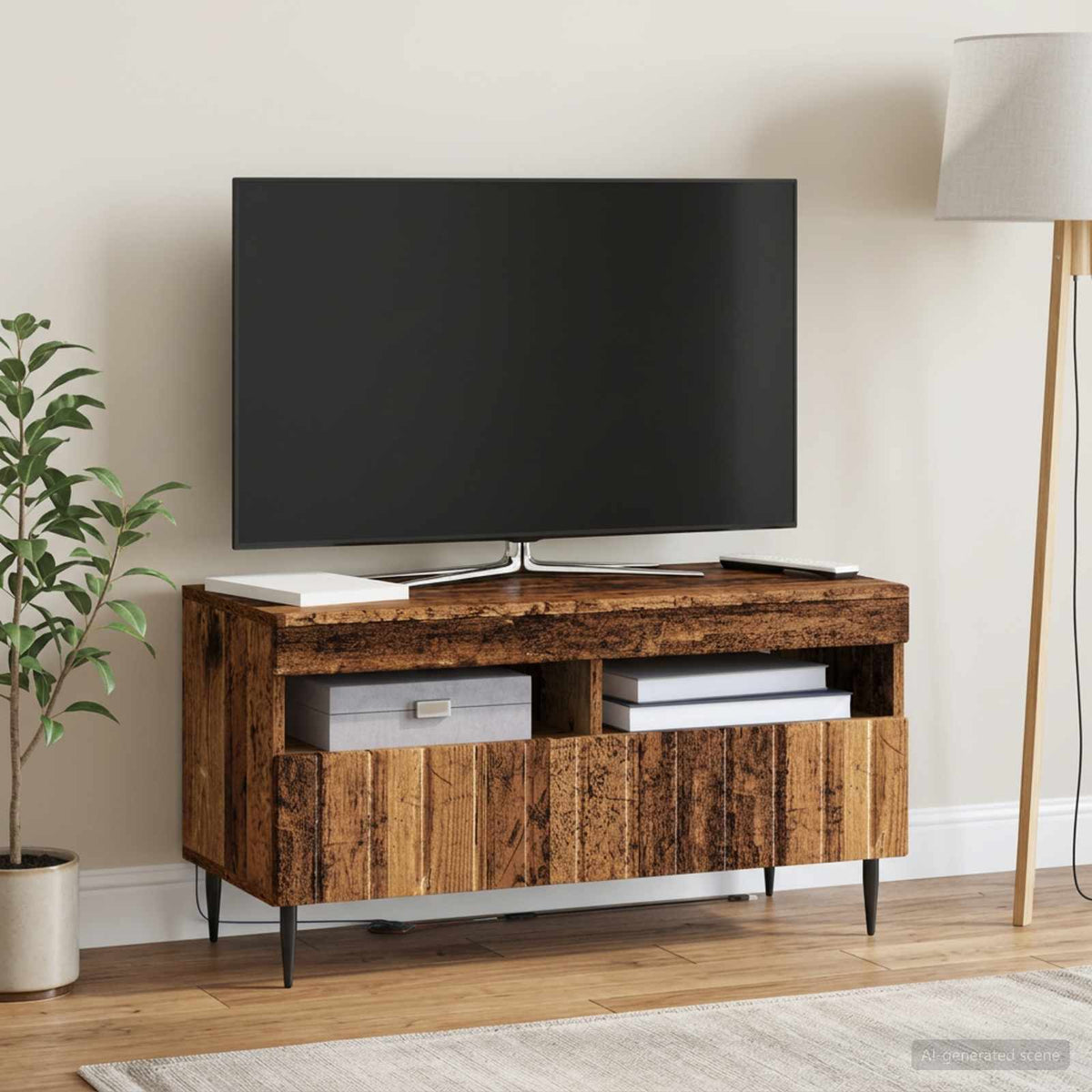 LED TV-skab Gammelt træ Konstrueret træ
