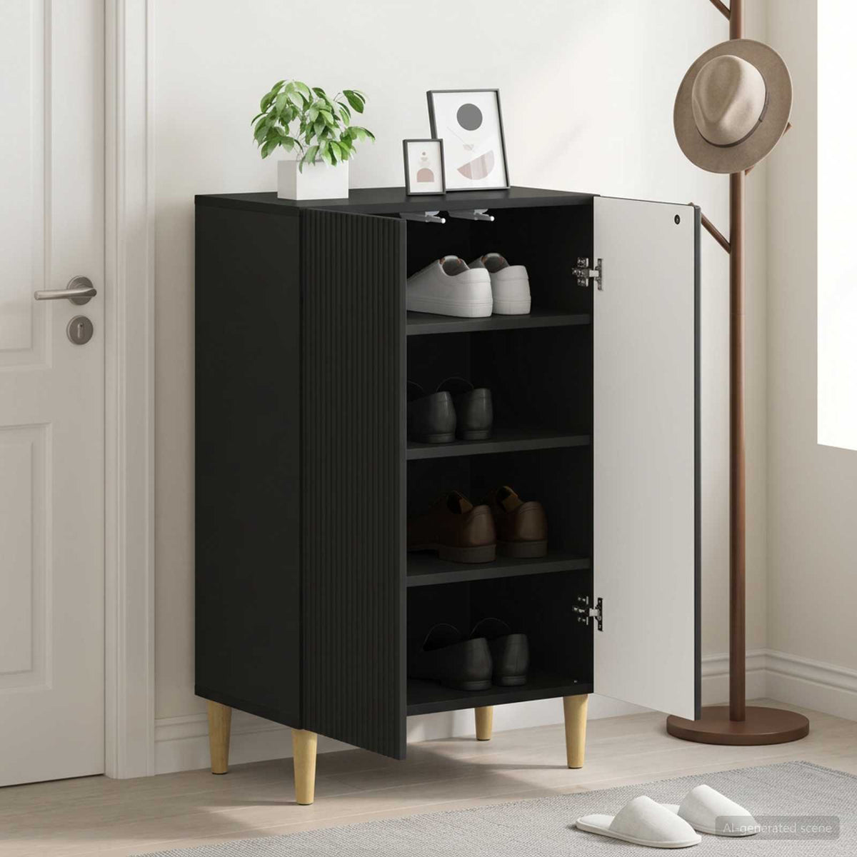 Sko skab ARNHEM 59,5 x 39,5 x 90 cm Konstrueret træ Sort