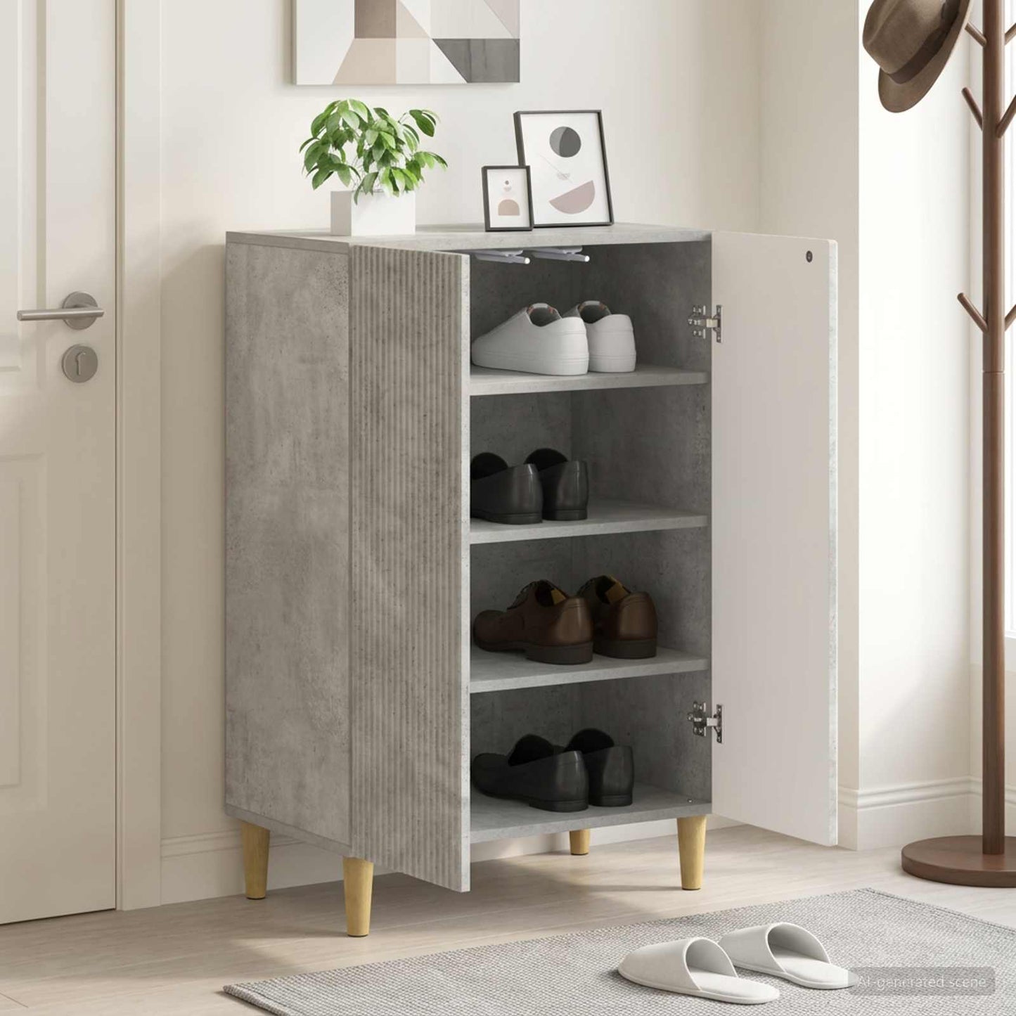 Sko skab ARNHEM 59,5 x 39,5 x 90 cm Konstrueret træ Betongrå
