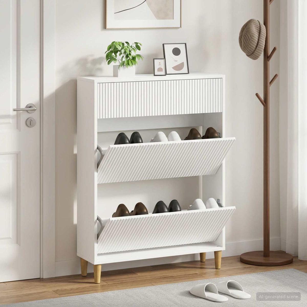 Sko skab ARNHEM 78 x 24 x 103 cm Konstrueret træ Hvid