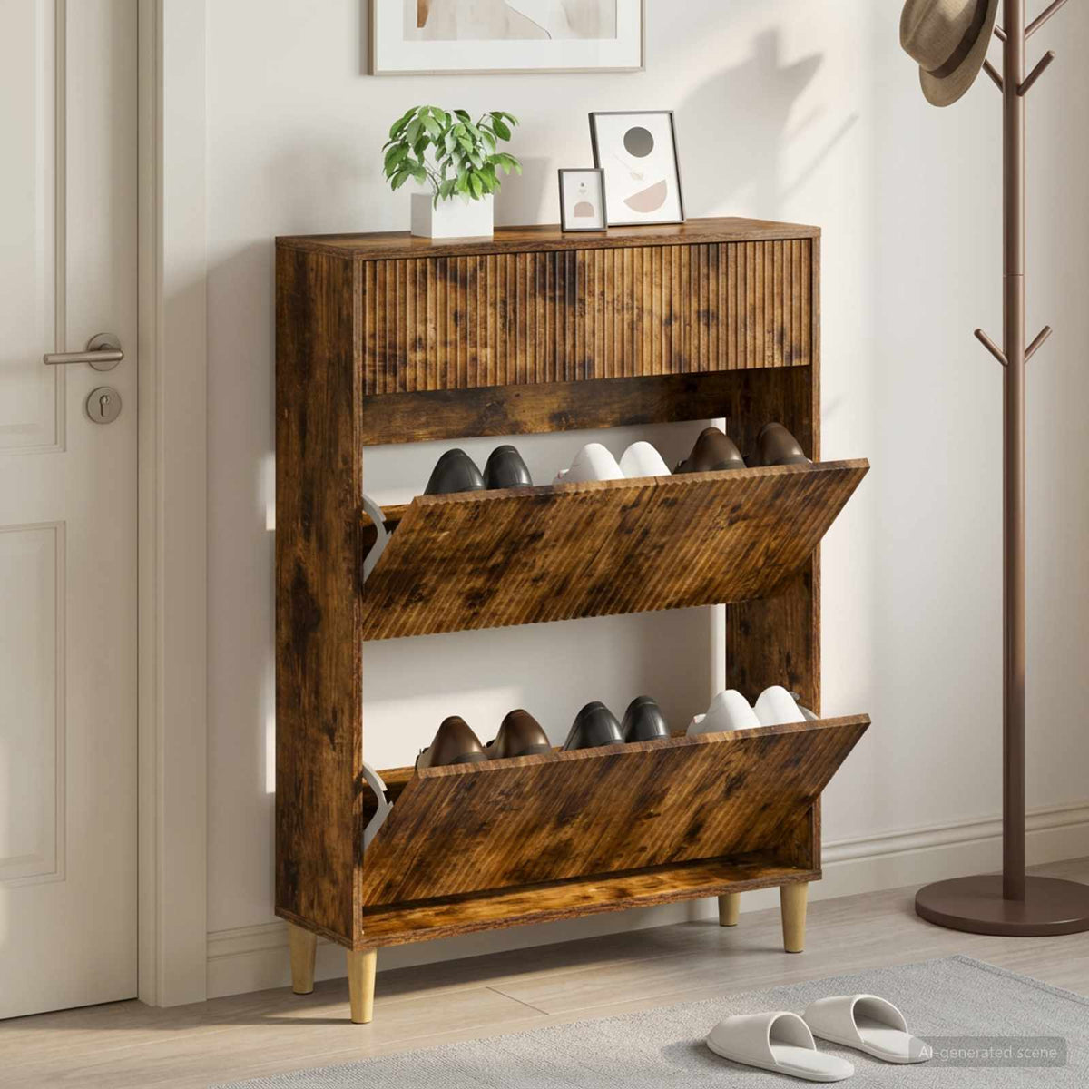 Sko skab ARNHEM 78 x 24 x 103 cm Konstrueret træ Røget eg