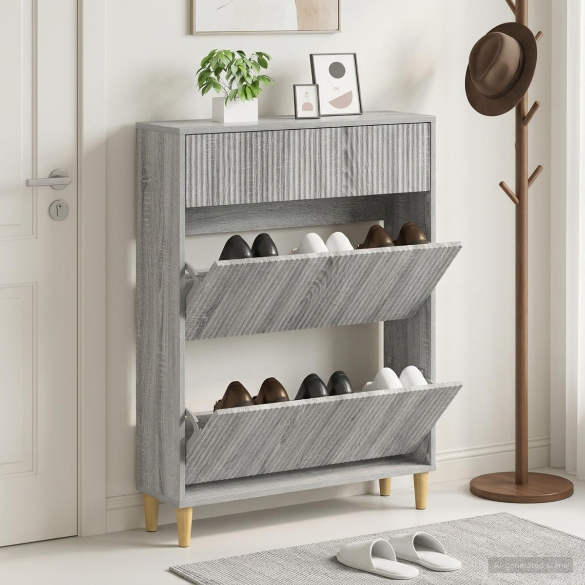 Sko skab ARNHEM 78 x 24 x 103 cm Konstrueret træ Grå Sonoma