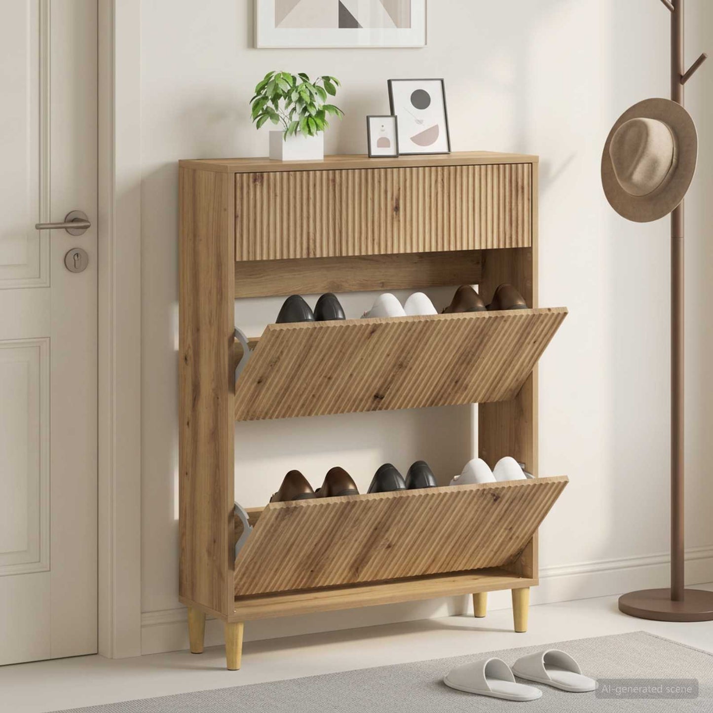 Sko skab ARNHEM 78 x 24 x 103 cm Konstrueret træ Artisan-eg