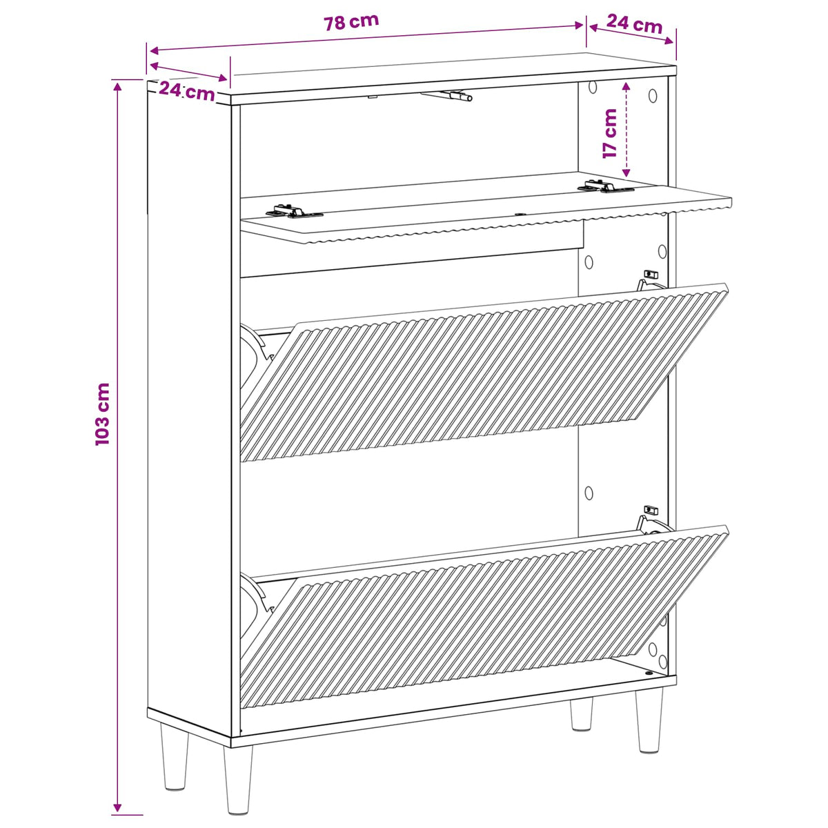 Sko skab ARNHEM 78 x 24 x 103 cm Konstrueret træ Artisan-eg
