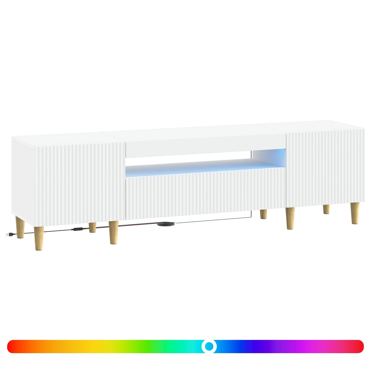 LED TV-skab Hvid Konstrueret træ