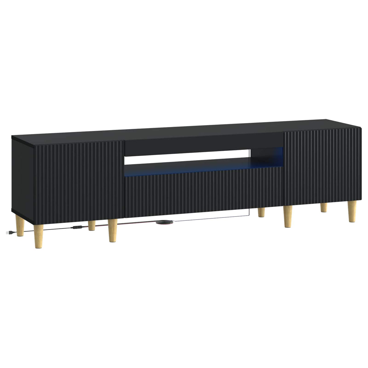 LED TV-skab Sort Konstrueret træ