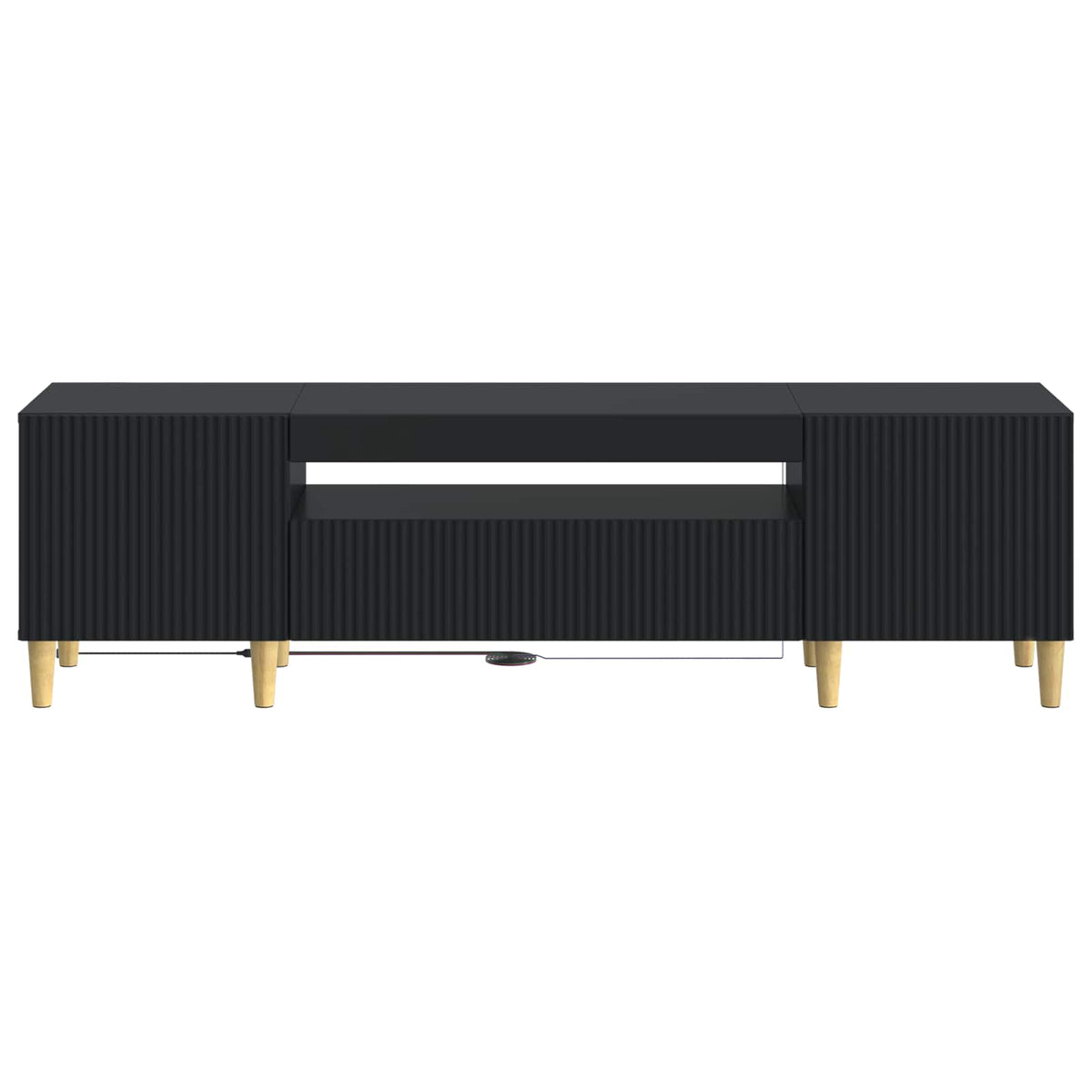 LED TV-skab Sort Konstrueret træ