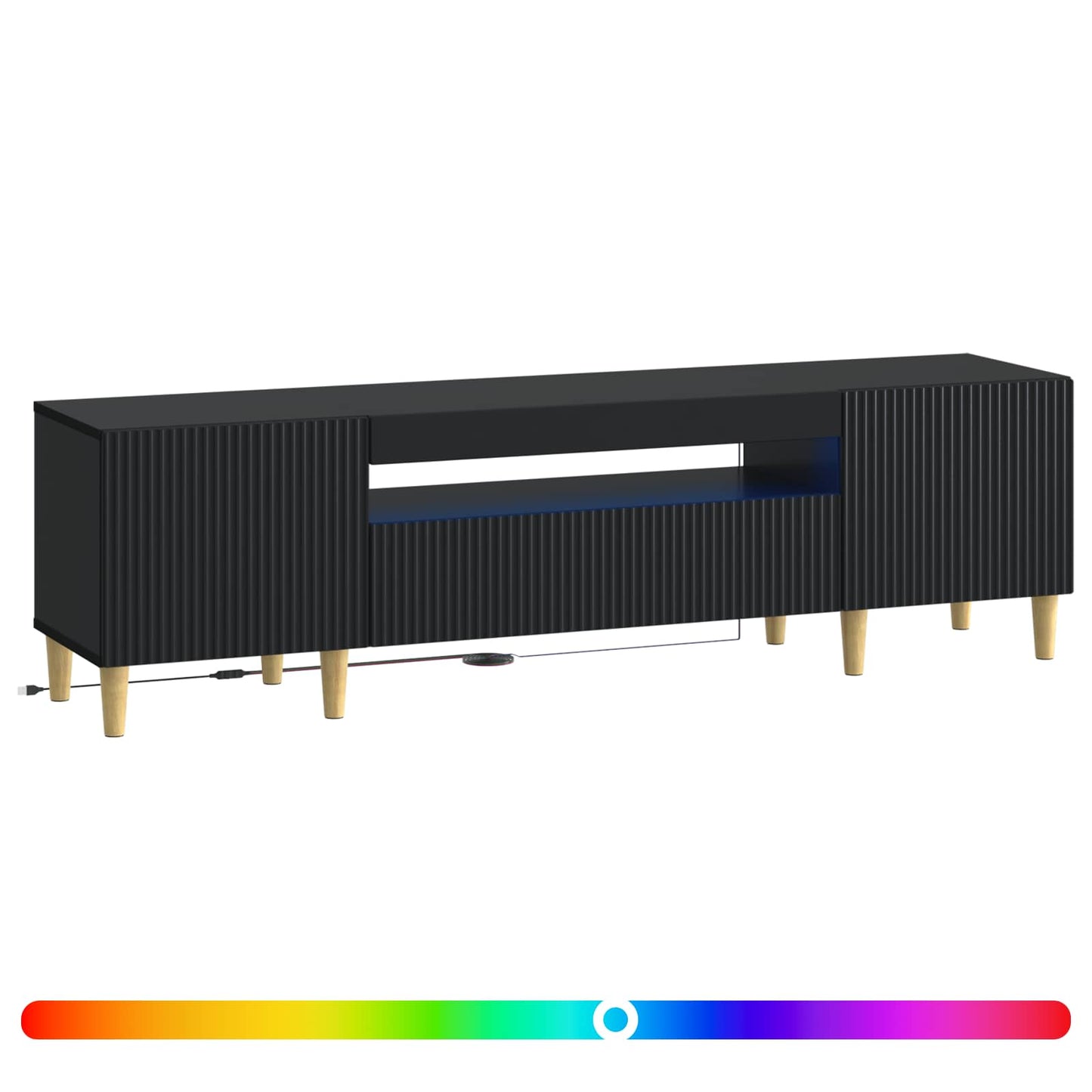 LED TV-skab Sort Konstrueret træ