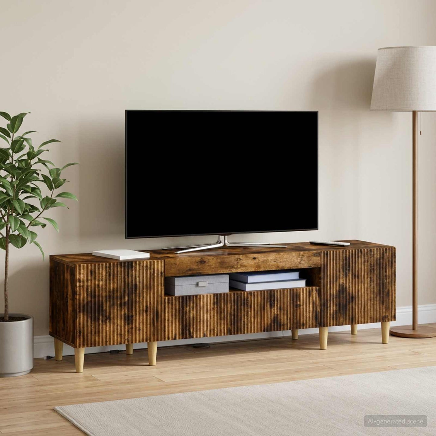 LED TV-skab Røget eg Konstrueret træ