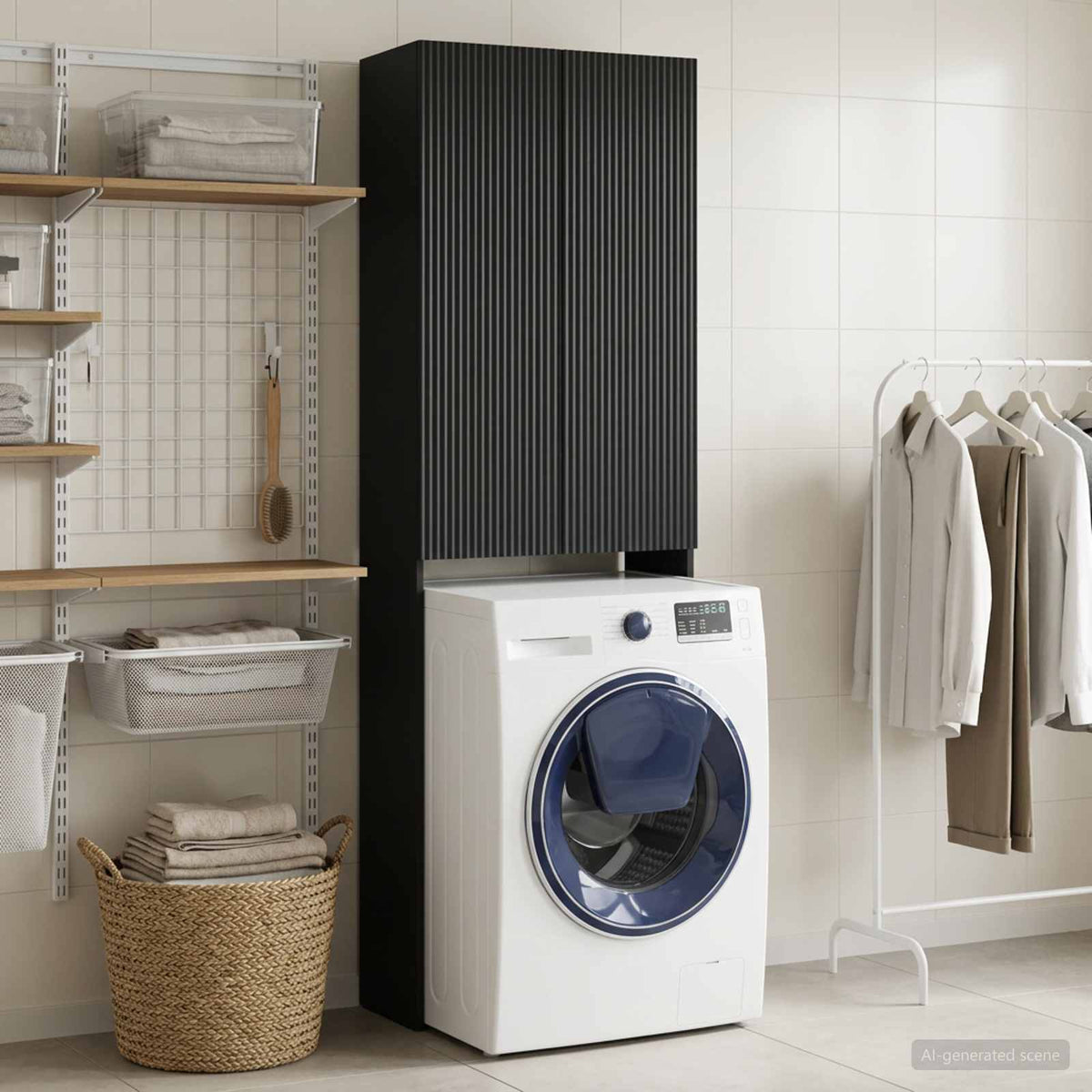Toilet Skab ARNHEM Sort 66 x 25,5 x 190 cm Konstrueret træ